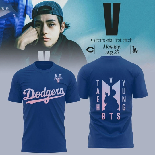 Dodgers x V BTS Ceremonial First Pitch 3D Shirt, Gift For Fan
