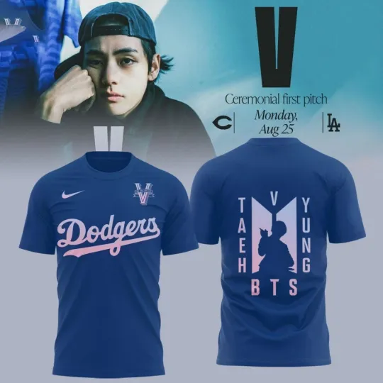 Discover Dodgers x V BTS Ceremonial First Pitch 3D Shirt, Gift For Fan