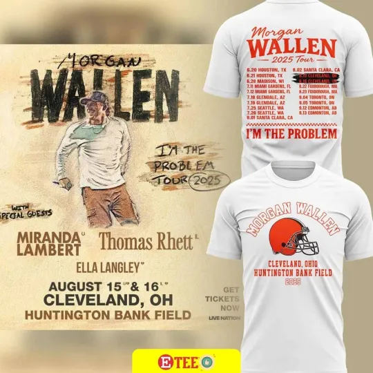 2025 Tour Wallen Western x Browns I’m the Problem 2-sided 3D t-shirt, Gift For Fan