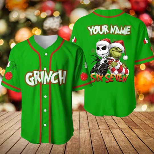 Discover Jack Skellington funny character 67 meme,Personalized The funny character Christmas Baseball Jersey, Custom funny character Baseball Jersey,Funny funny character Baseball shirt