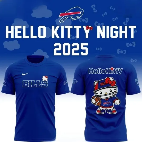 Discover Bills x Hello Kitty 2025 Blue 3D T-Shirt, Gift For Fan