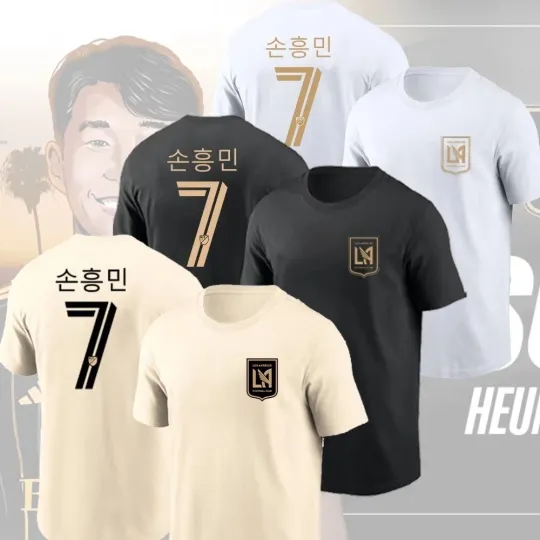 Discover 🔥 2025 Son Heung-Min #7 LAFC Kanji Name and Number Player 3D T-Shirt