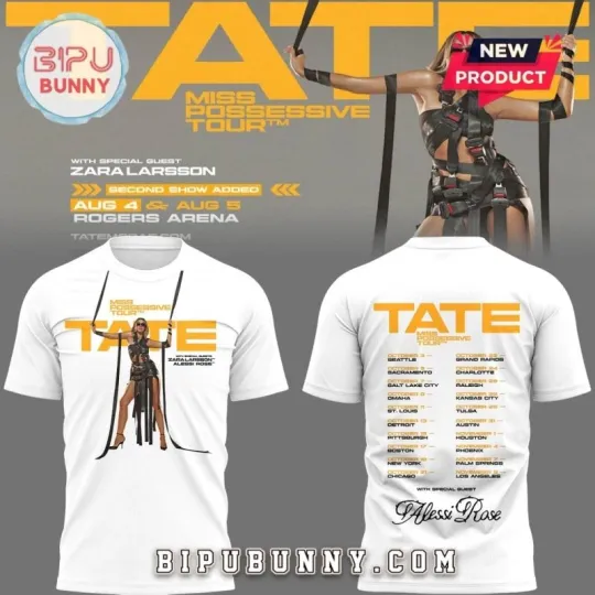 Discover Tate McRae Miss Possessive Tour 2025 White 3D Shirt, Gift For Fan