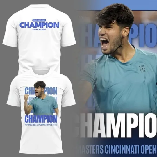 Discover Carlos Alcaraz Champion Cincinnati Open 2025 3D Shirt, Gift For Fan