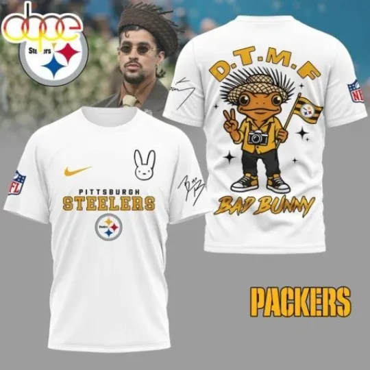 Discover Steeler football Bad Bunny 3D Shirt 2025, Gift For Fan