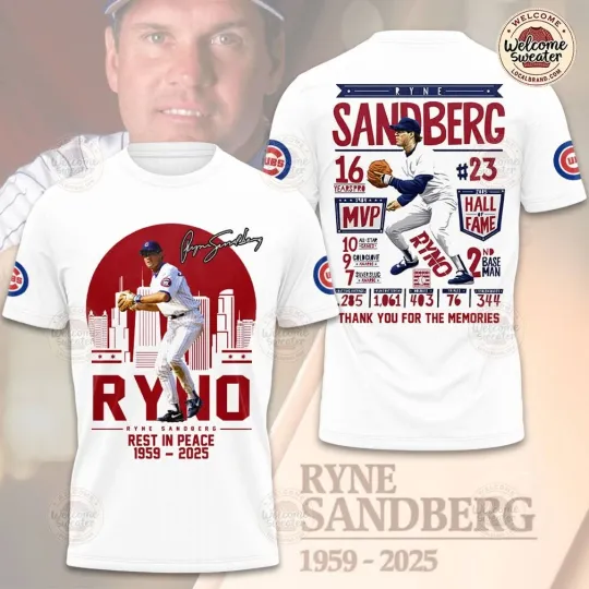 RIP Cubbs x Ryne Sandberg  1959-2925 3D Tshirt, Gift For Fan