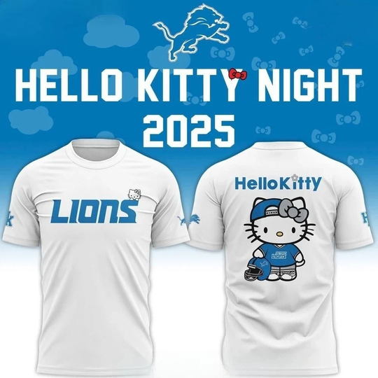 Lions x Hello Kitty 2025 White 3D T-Shirt, Gift For Fan