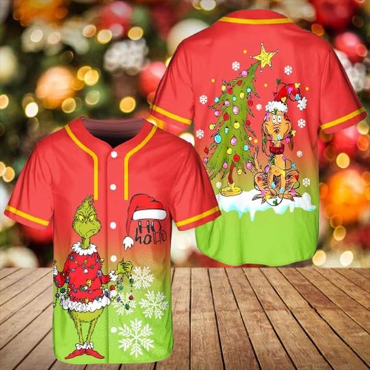 Merry Grin Christmas Baseball Jersey, Funny Character Christmas Jersey, Funny Character Baseball Shirt