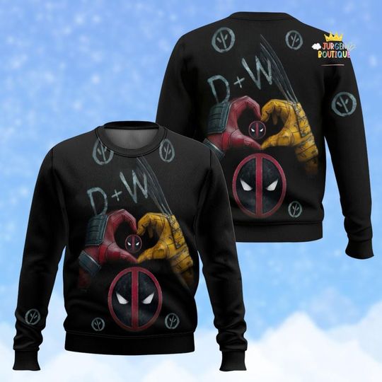 Deadpool Wolverine Christmas Ugly Sweater, Deadpool and Wolverine, Superhero Christmas, Besties Christmas Sweater, Christmas Gift