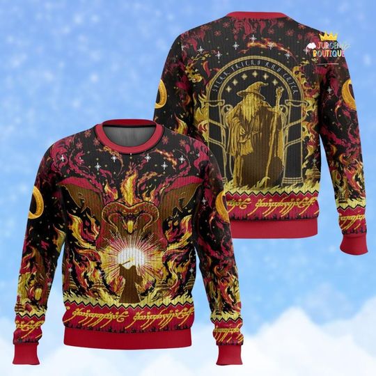 Discover Epic Wizard Movie Christmas Ugly Sweater, The Ring Ugly Sweatshirt, Mordor Holiday Sweater, Christmas Gift