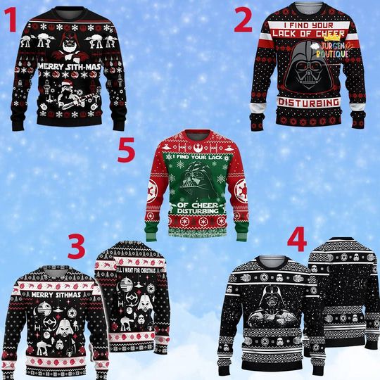 Discover Christmas Darth Vader Ugly Sweater, Star Wars Xmas Sweater, I Find Your Lack Of Cheer Disturbing Sweater, Disney Movie Sweater Men Women