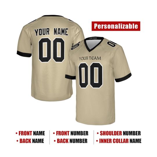 Custom New Orleans Saints Gameday Alternate Football Jersey, Light Gold, Adult Sizes