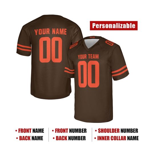 Custom Cleveland Browns Football Jersey, Alpha Dawg, Brown/Orange, Adult Sizes