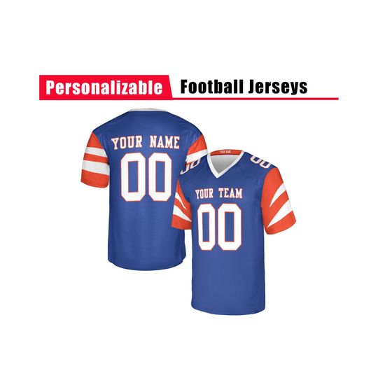 Discover Custom Coast Guard Football Jersey, Blue Orange White, Adult Sizes
