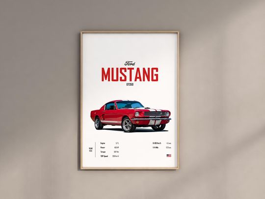 Discover Ford Mustang GT350 Car Poster, Muscle Car Wall Art (Digital Print)