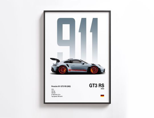 Discover Porsche 911 GT3 RS Car Poster, Kids Room Decor