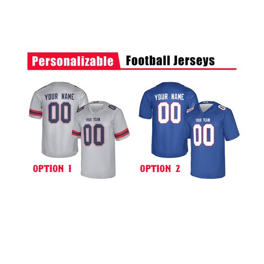 Custom New England Patriots Football Jersey, Gray Blue, Adult Sizes