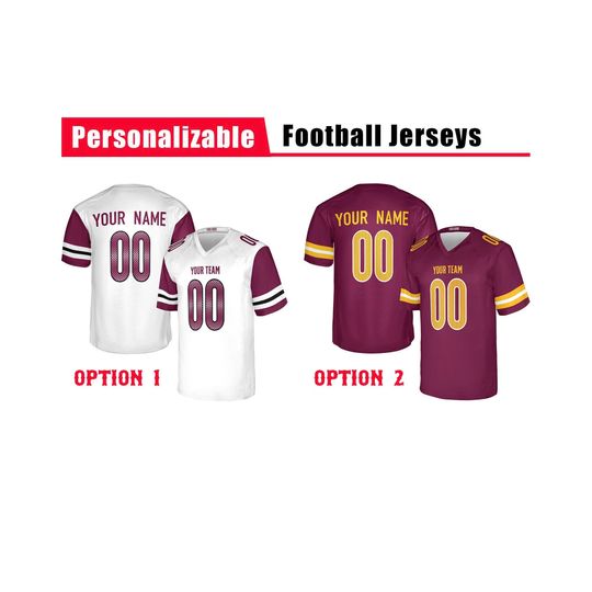 Discover Custom Washington Commanders Football Jersey, White Burgundy, Adult Sizes