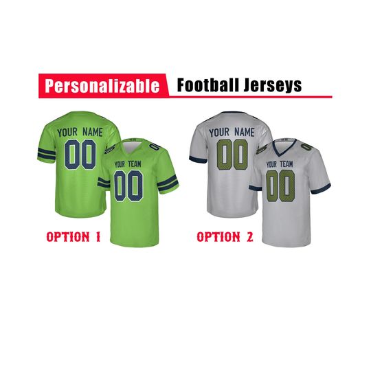 Custom Seattle Seahawks 2025 Rivalries Football Jersey, Neon Green Gray, Adult Sizes