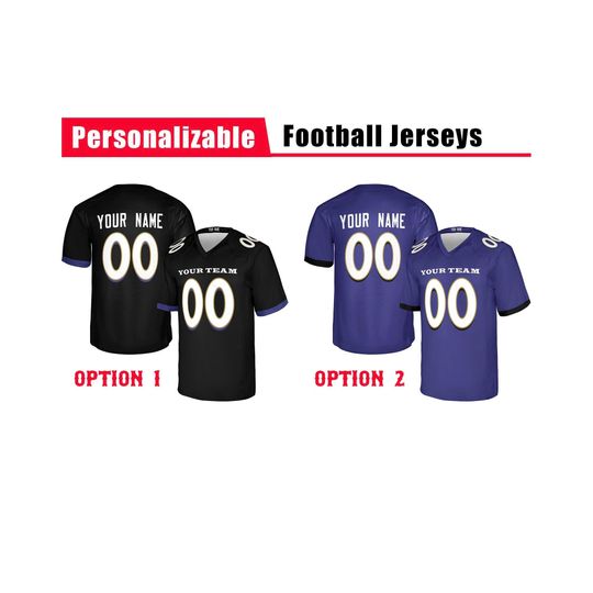 Discover Custom Baltimore Ravens Football Jersey, Black Purple, Adult Sizes