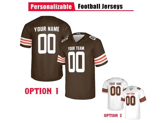 Discover Custom Cleveland Browns Football Jersey, Brown White, Adult Sizes