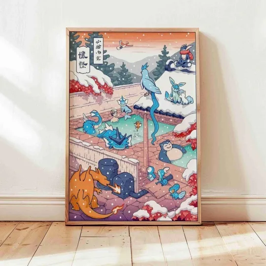 Vintage Winter PKM Poster, Gaming Room Wall Art, Gaming Print, Premium Matte Vertical Poster