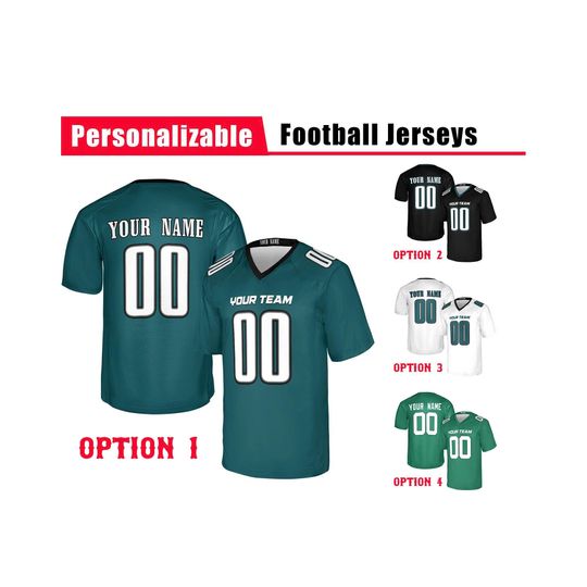 Discover Custom Philadelphia Eagles Football Jersey, Green White Black, Adult Sizes