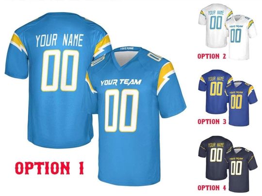 Discover Custom Los Angeles Chargers Football Jersey, Navy Royal White Powder Blue, Adult Sizes