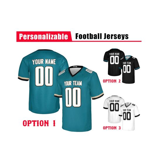 Custom Jacksonville Jaguars Football Jersey, White Prowler Black, Adult Sizes