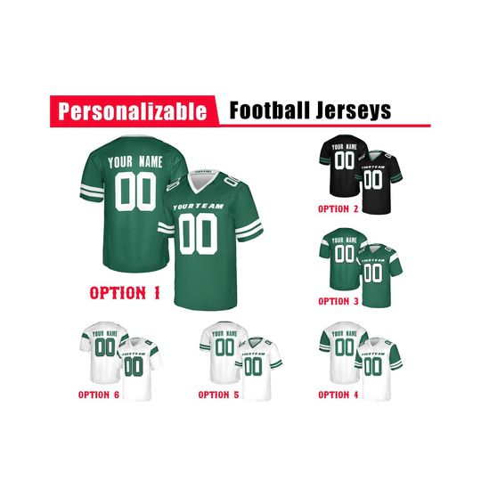 Discover Custom New York Jets Football Jersey, White Gotham Green Black, Adult Sizes