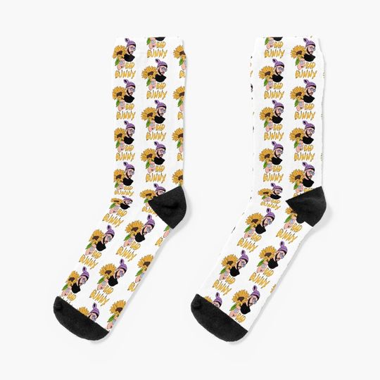 Bad Bunny Dodgers , Bad Bunny sunflower   Socks