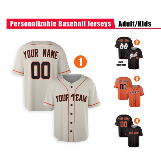 Custom San Francisco Giants Jersey - Piping Options - Infant, Toddler, Youth, Adult