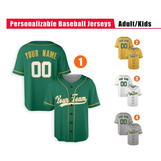 Custom Oakland Athletics Jersey - Piping Options - Infant, Toddler, Youth, Adult
