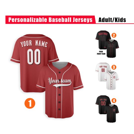 Custom Cincinnati Reds Jersey - Piping Options - Infant, Toddler, Youth, Adult