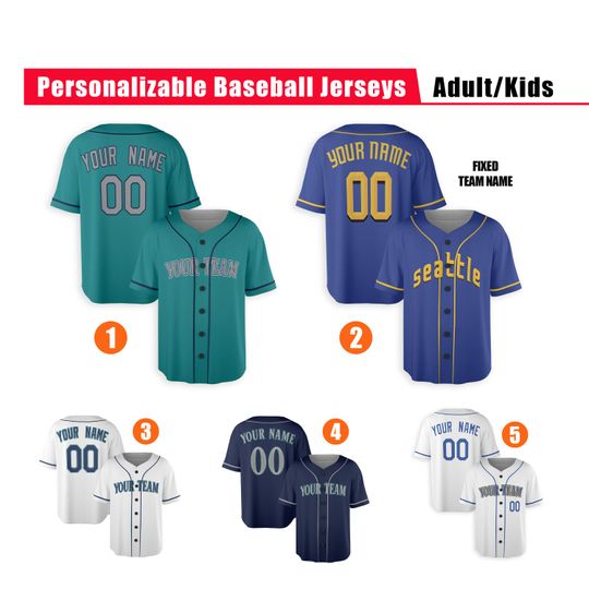 Discover Custom Seattle Mariners Jersey - Piping Options - Infant, Toddler, Youth, Adult
