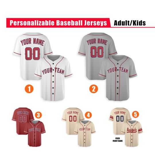 Custom Los Angeles Angels Jersey - Piping Options - Infant, Toddler, Youth, Adult