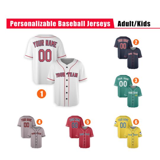 Custom Boston Red Sox Jersey - Piping Options - Infant, Toddler, Youth, Adult