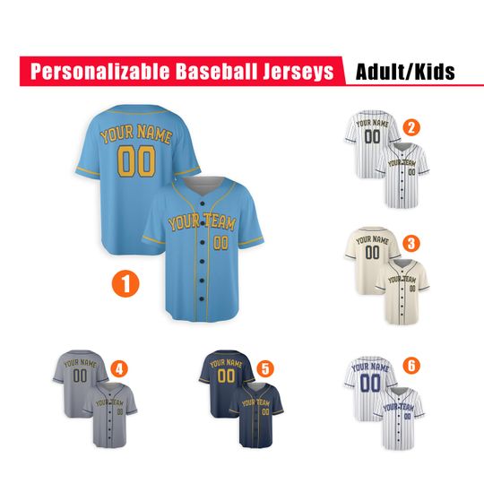 Custom Milwaukee Brewers Jersey - Piping Options - Infant, Toddler, Youth, Adult