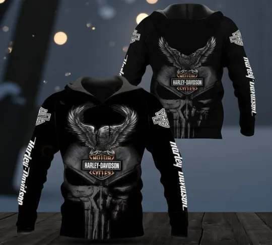 Discover New Haarleyy Davidson Skull Hoodie 3D All Over Prints Size S-5XL Top Gift