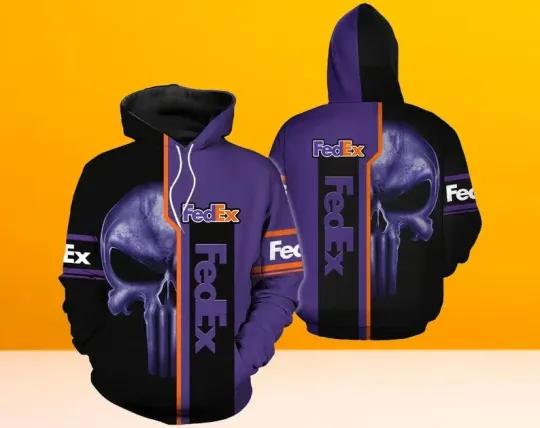 Discover FedEx Skull Purple 3D Hoodie for Delivery Driver