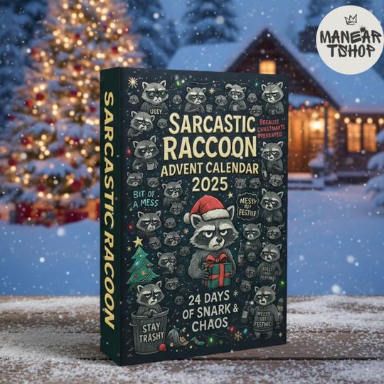 Discover 24-Day Acrylic Advent Calendar with Sarcastic Raccoon Design for Christmas 2025