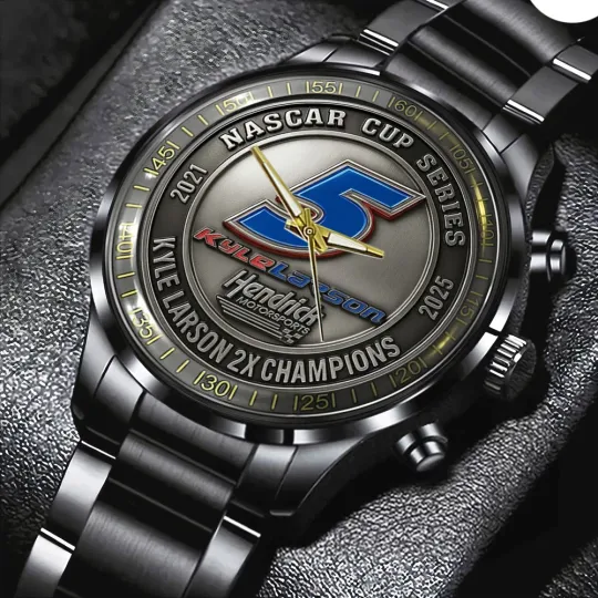 Kyle Larson NASCAR Cup Series Champions Black Stainless Steel Watch