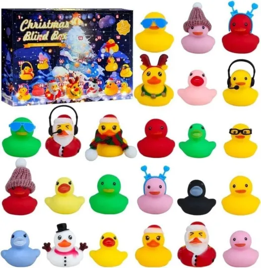 Discover 2025 Rubber Duck Christmas Advent Calendar, 24 Days Holiday Countdown, Bath Toys Gift