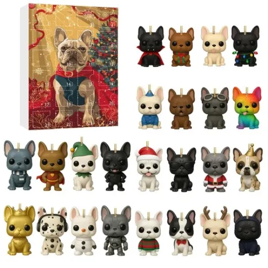 Discover French Bulldog Acrylic Advent Calendar 2025 Christmas Countdown Calendar 24 Days Decor