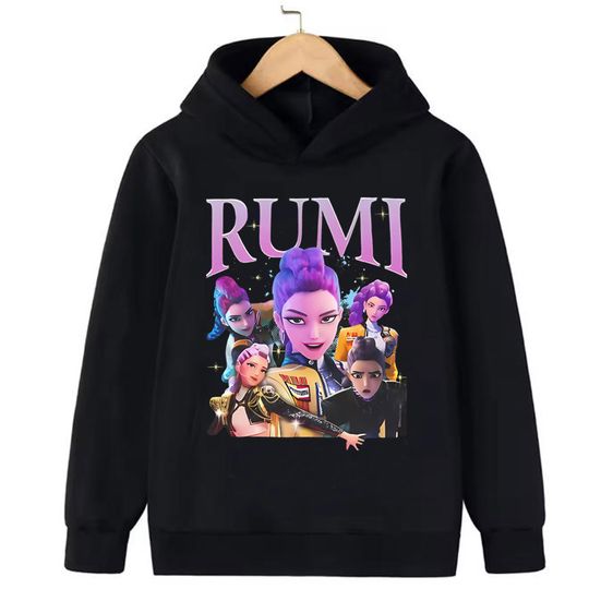 Discover KPop Demon Hunter Cartoon Girls Boy Hooded Sweatshirt Warm Children's Korean Fashion Casual Tops Casual Girls Clothing