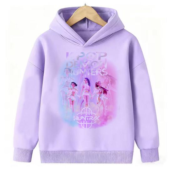 Discover KPop Demon Hunter Cartoon Girls Boy Hooded Sweatshirt Warm Children's Korean Wave Fashion Casual Tops Casual Girls Clothing