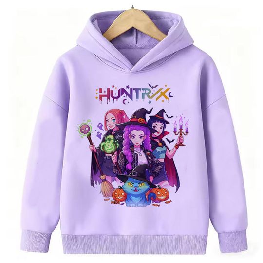 Discover 2025 Movie KPop Demon Hunters Cartoon Girls Boys Hoodies Children's Korean Tops Casual Girls Clothing