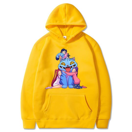 Discover Kpop Demon Hunters Hoodie Huntrix Girl Mira Rumi Joey and Derpy Tiger Print Shirt Kawaii Derpy Blue Tiger Sweater Trendy Hoodies