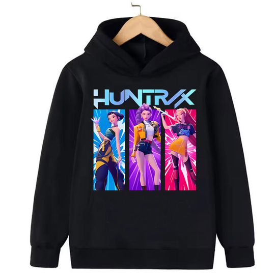 Discover 2025 KPop Demon Hunter Cartoon Girls Boy Hooded Sweatshirt Warm Children's Korean Fashion Casual Tops Casual Girls Clothing