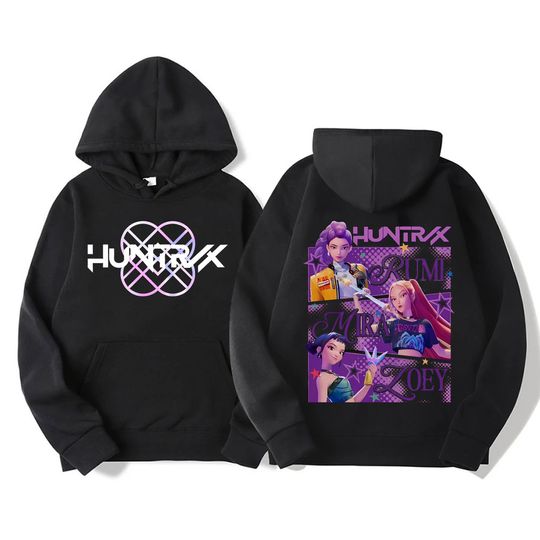 Discover Kpop Demon Hunters Fanmerch Mira Rumi Zoey Huntrix Hoodie Cartoon Harajuku Pullover Tops Man Woman Sweatshirt